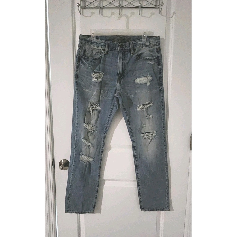 American Eagle‎ MADE To LAST Men's Distressed Slim Blue Jeans Pants Size 32×30